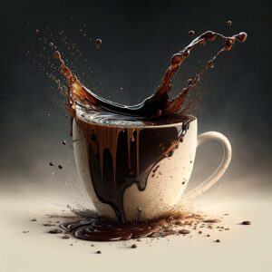 Tazza di caffè amaro su un tavolo, simbolo di abitudini giornaliere e salute.